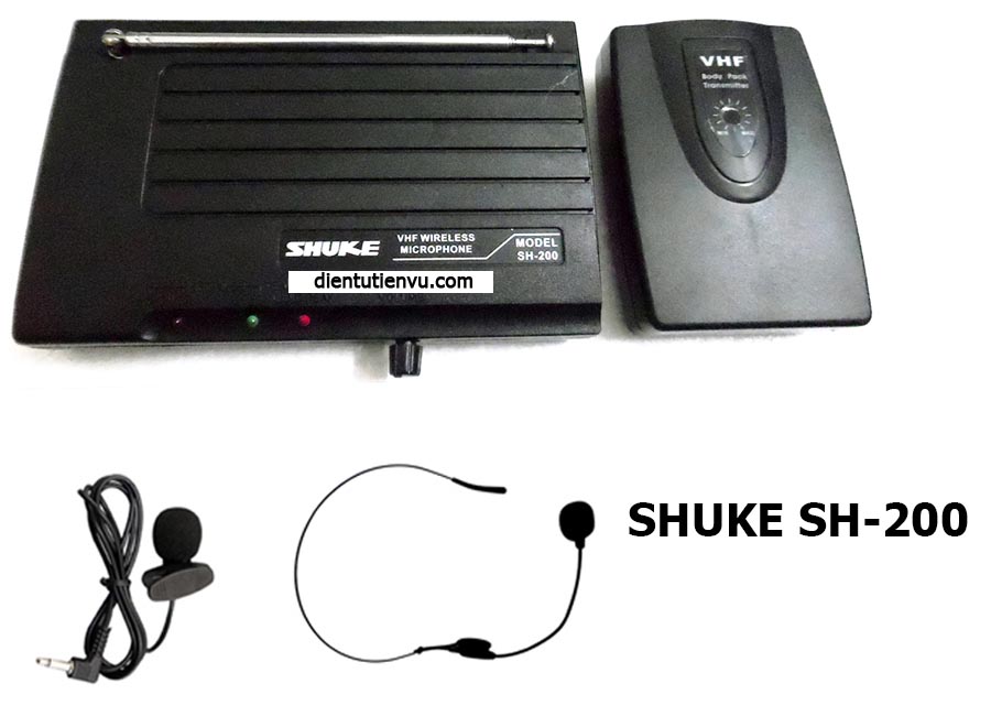 Micro không dây Đeo tai + cài áo Shuke SH-200 (Đen