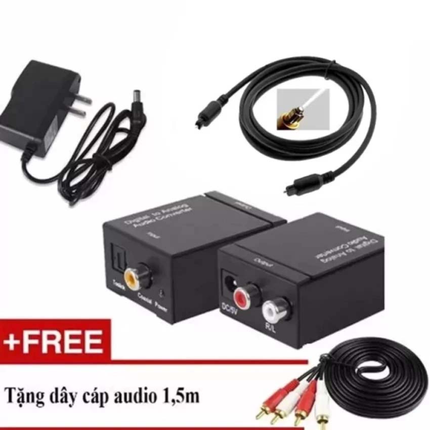Bộ chuyển âm thanh TV 4K quang optical sang audio AV ra amply + Cáp optical + Dây AV 4 Đầu bông sen