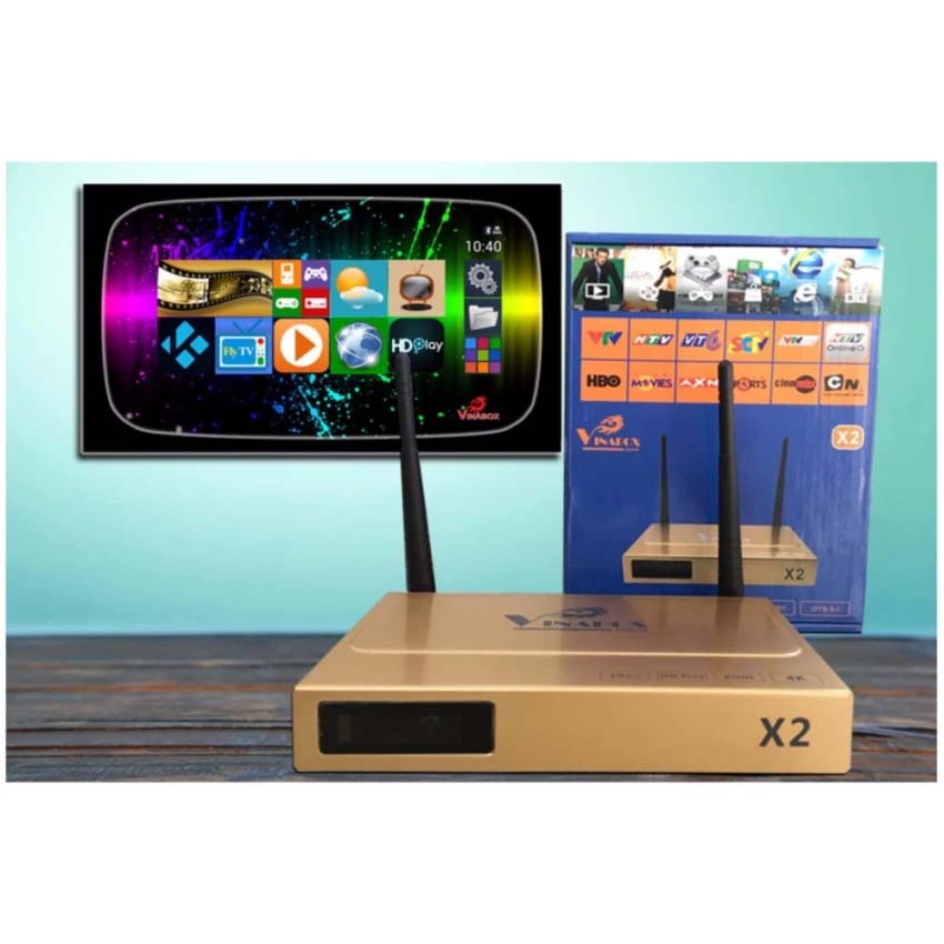 ANDROID TV BOX VinaBox X2 ADS Chuyển Tivi thường thành Smart Tivi Hiện Đại (Vàng)