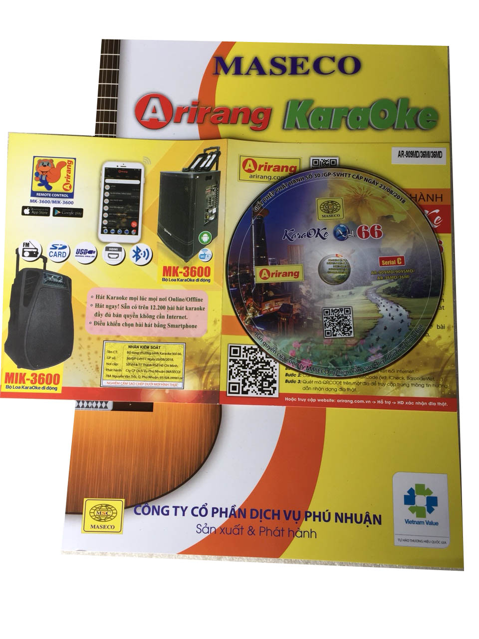 Đĩa Karaoke Arirang mới nhất Vol 66 (SERIAL C) + Sách list nhạc