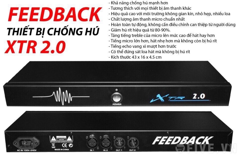 Chống Hú Micro không dây Feedback XTR 2.0 + 2 Dây kết nối