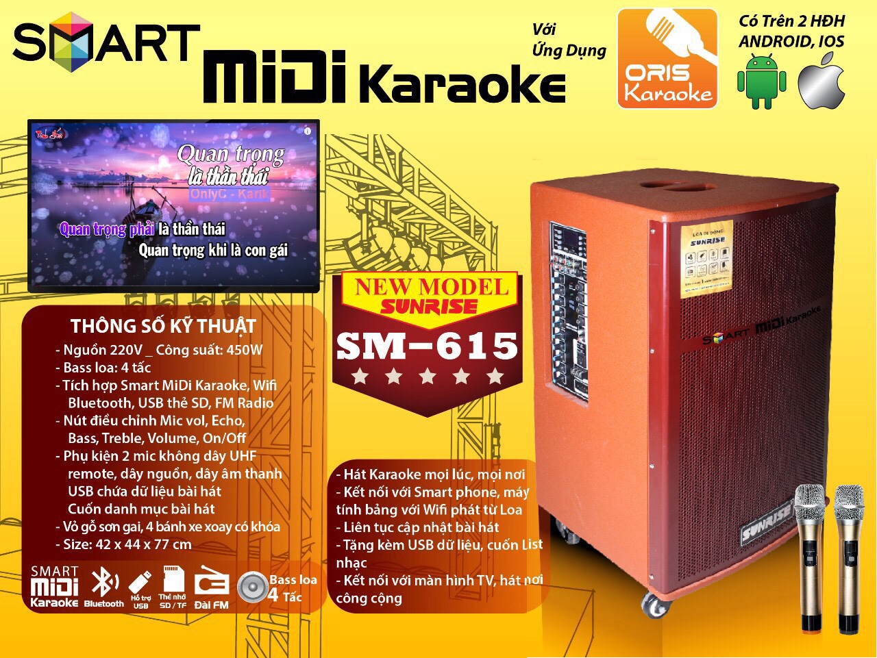 Loa kéo di động SUNRISE SM-615