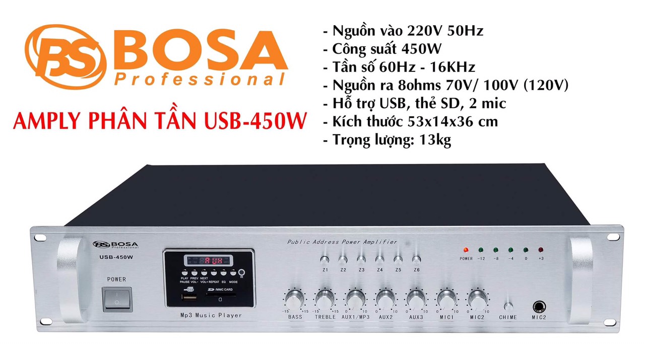 Amply phân tần Bosa 450W-USB