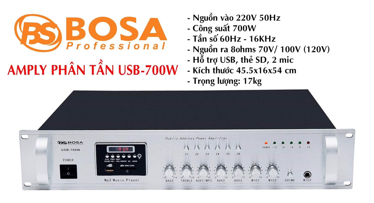 Amply phân tần Bosa USB-700W