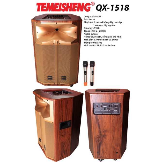Loa Kéo Di Động Temeisheng QX-1518 (Vàng)