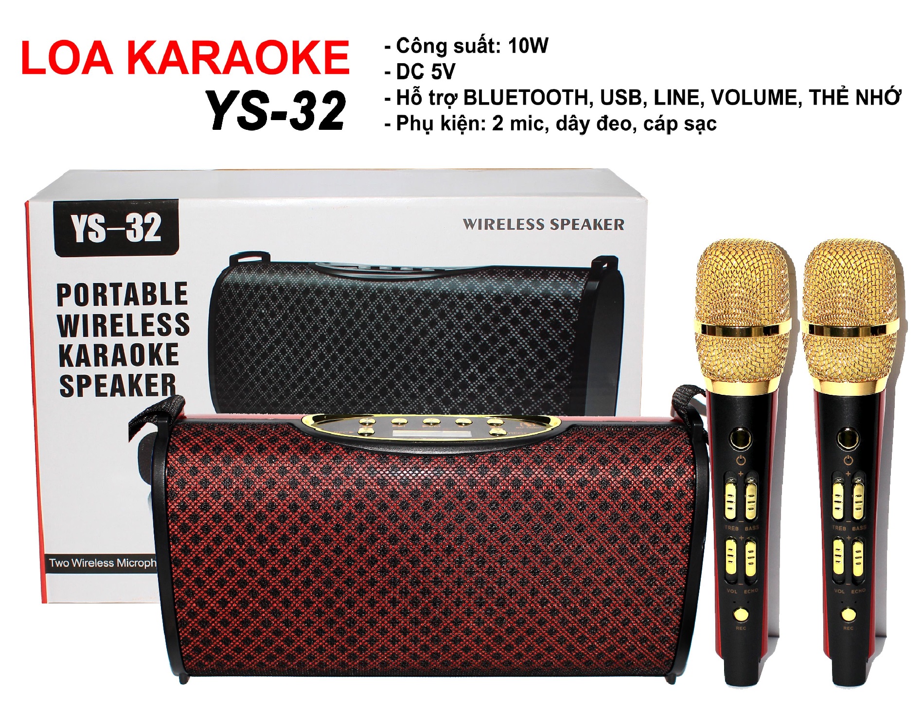 Loa karaoke bluetooth YS-32 (Đỏ)