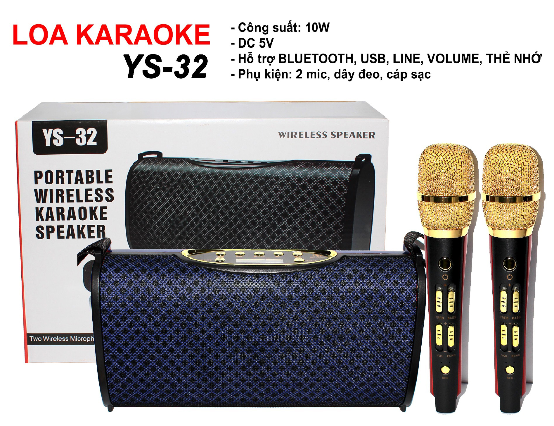 Loa karaoke bluetooth YS-32 (Xanh)