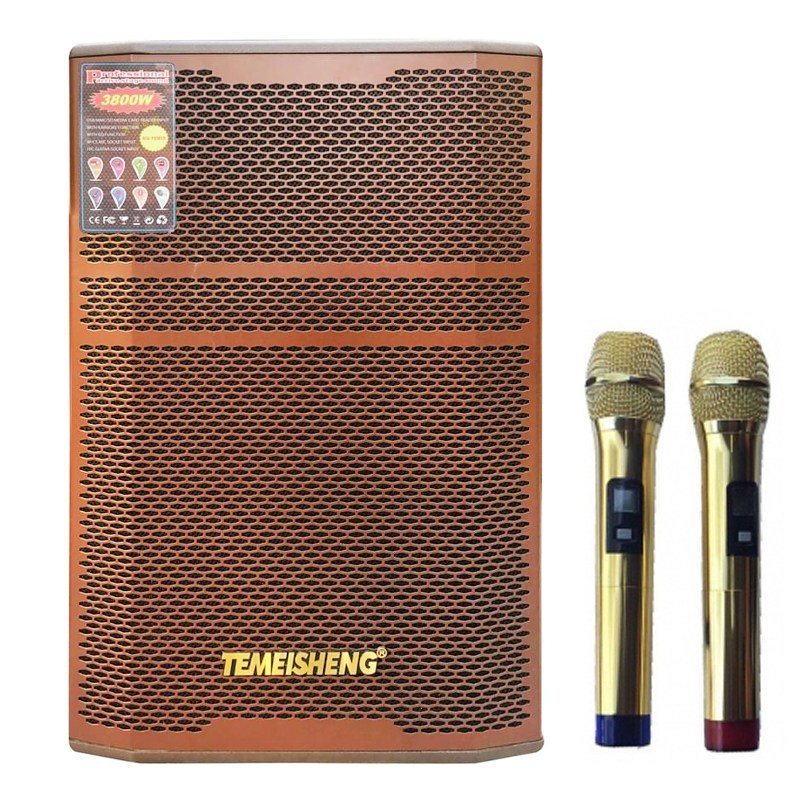 Loa kéo Bluetooth Temeisheng GD 15-12 (Nâu) , Thùng gỗ , Bass 4 tấc