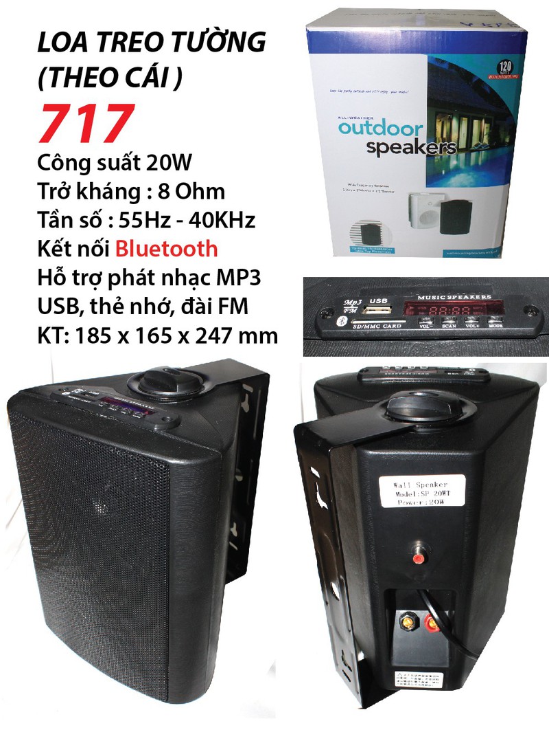 Loa treo tường có Bluetooth USB-FM-717 (1 cái)