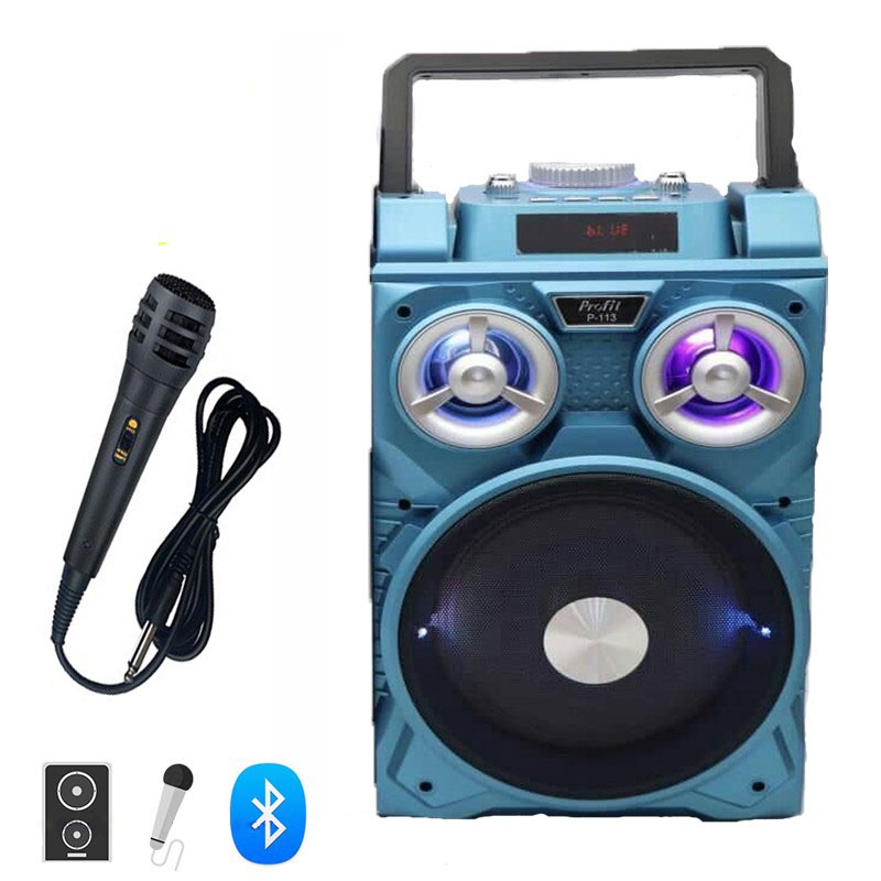 LOA BLUETOOTH P113-P115 TẶNG KÈM MIC LOA HÁT KARAOKE (Xanh)