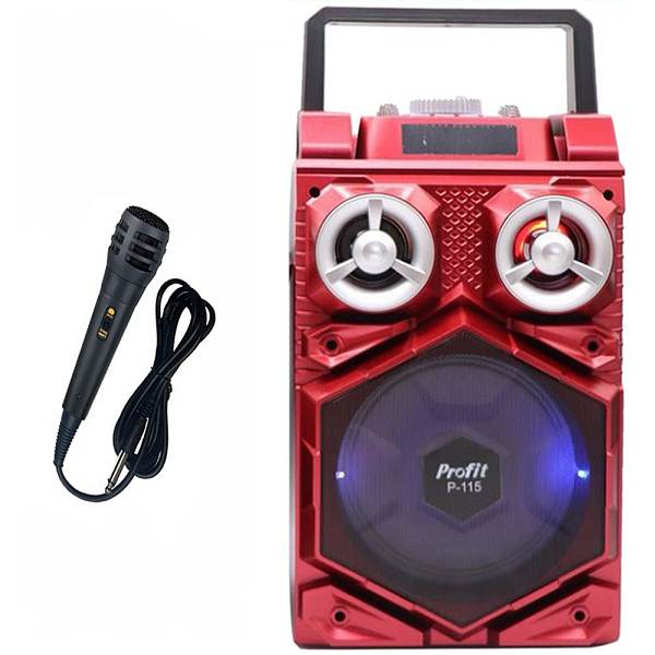 LOA BLUETOOTH P113-P115 TẶNG KÈM MIC LOA HÁT KARAOKE (Đỏ)