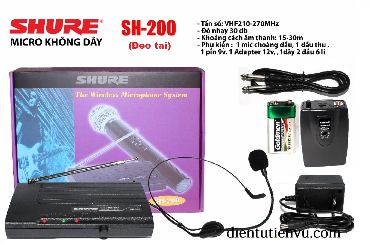 Micro không dây đeo tai Shure SH-200 chuyên diển thuyết , dạy học