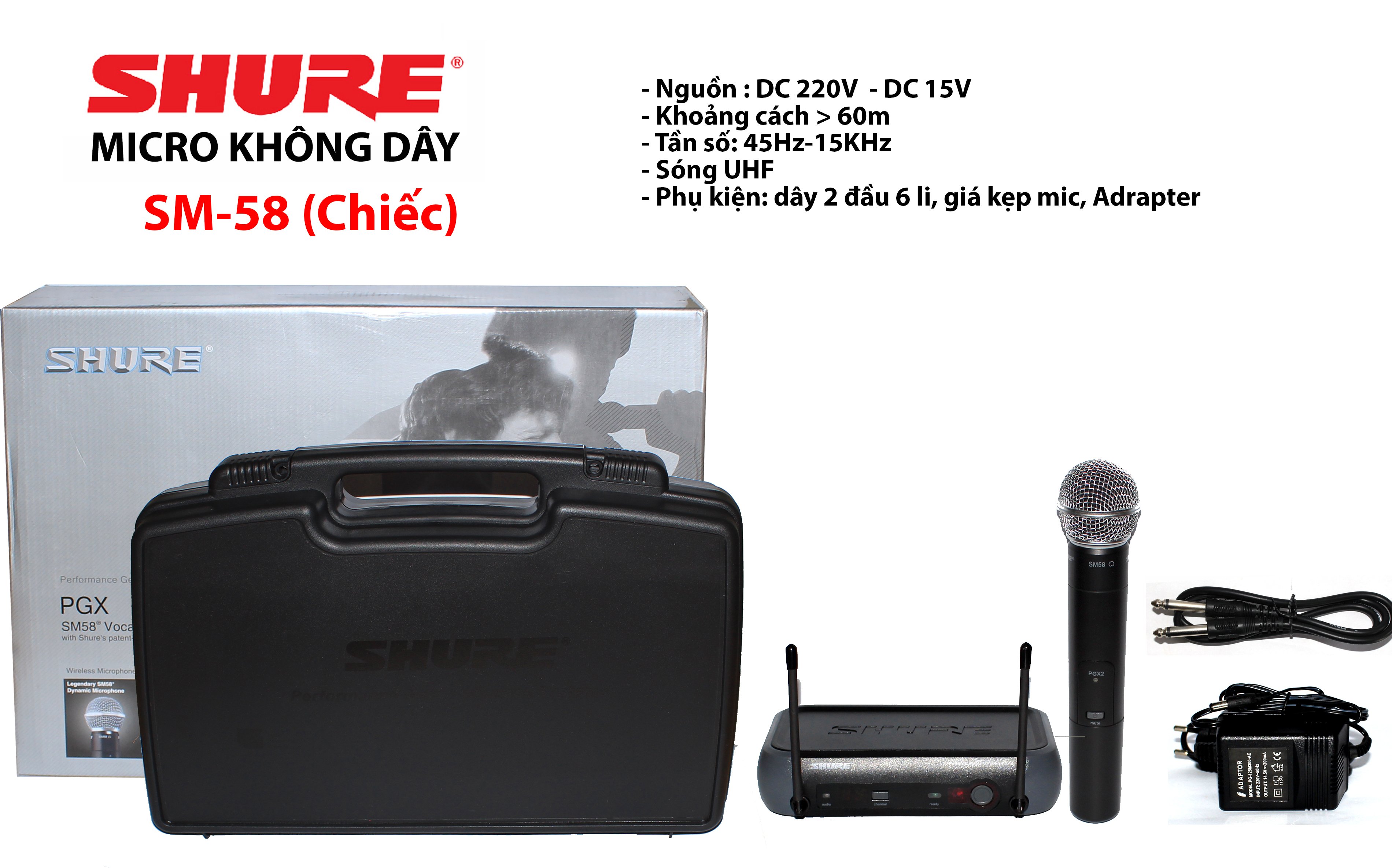 Micro không dây Shure SM58 (Loại 1 micro)