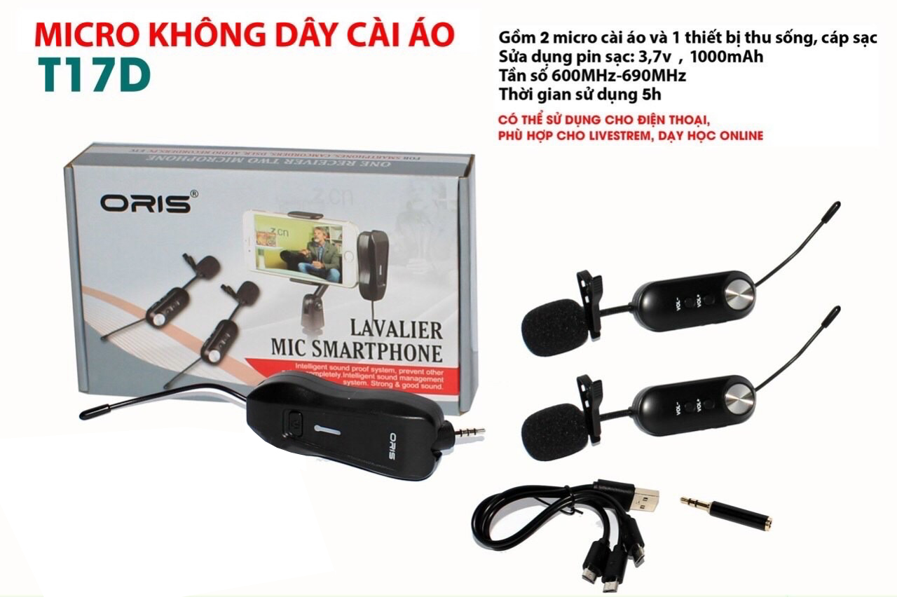 Micro không dây cài áo Oris T17D (2 micro)