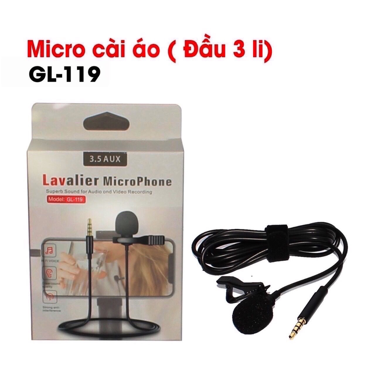 Micro Cài Áo GL-119 Jack Cắm (3.5mm)