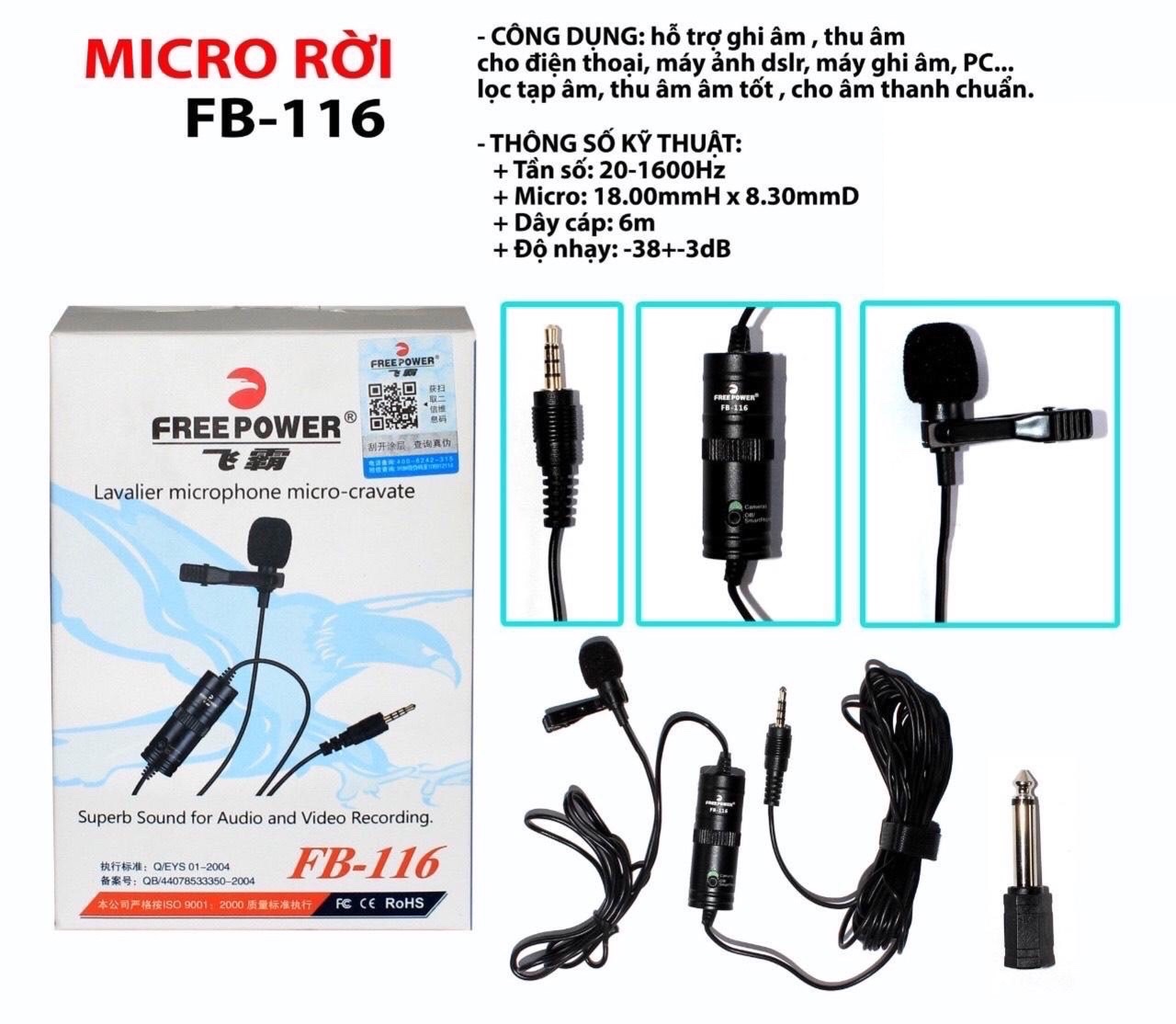 Micro thu âm mini cho điện thoại FreeFower FB-116
