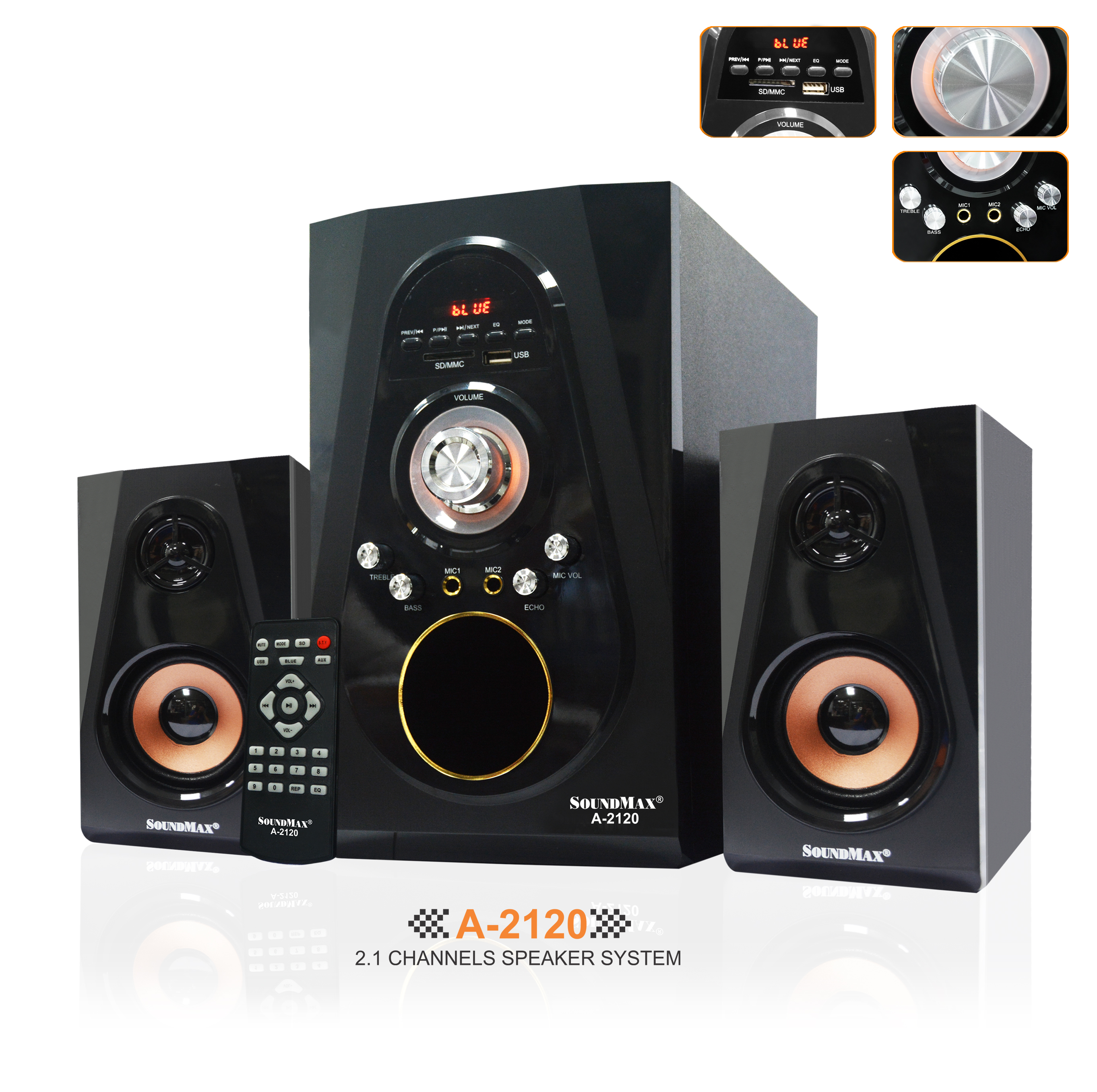Loa Vi Tính Soundmax A-2120-2.1 Tích Hợp Bluetooth 4.0 - Hàng chính hãng