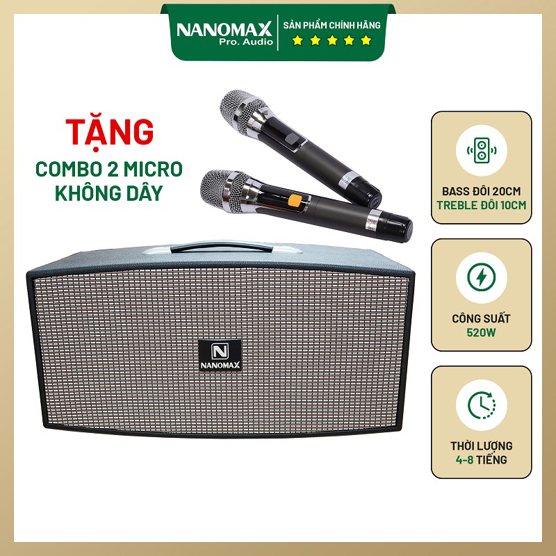 Loa Karaoke Xách Tay Nanomax X-420 (Đen - Nâu)