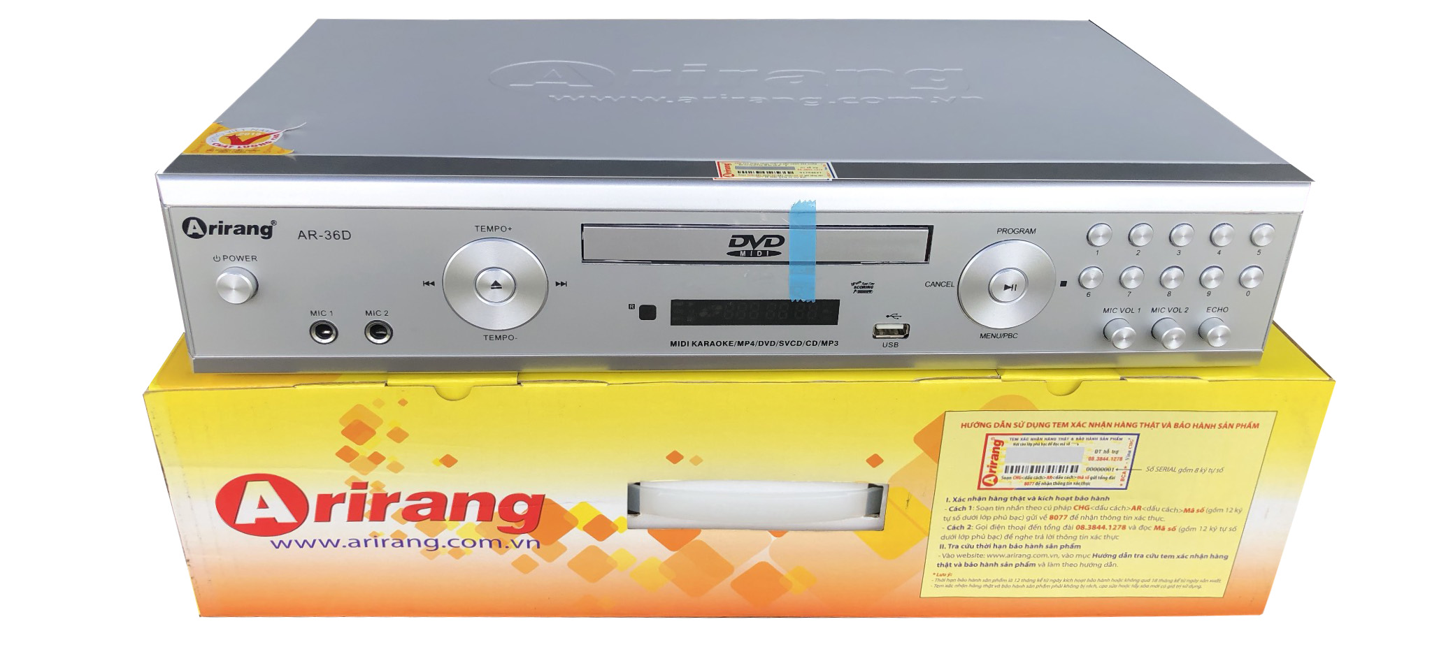Đầu DVD Karaoke Arirang AR-36D Xám