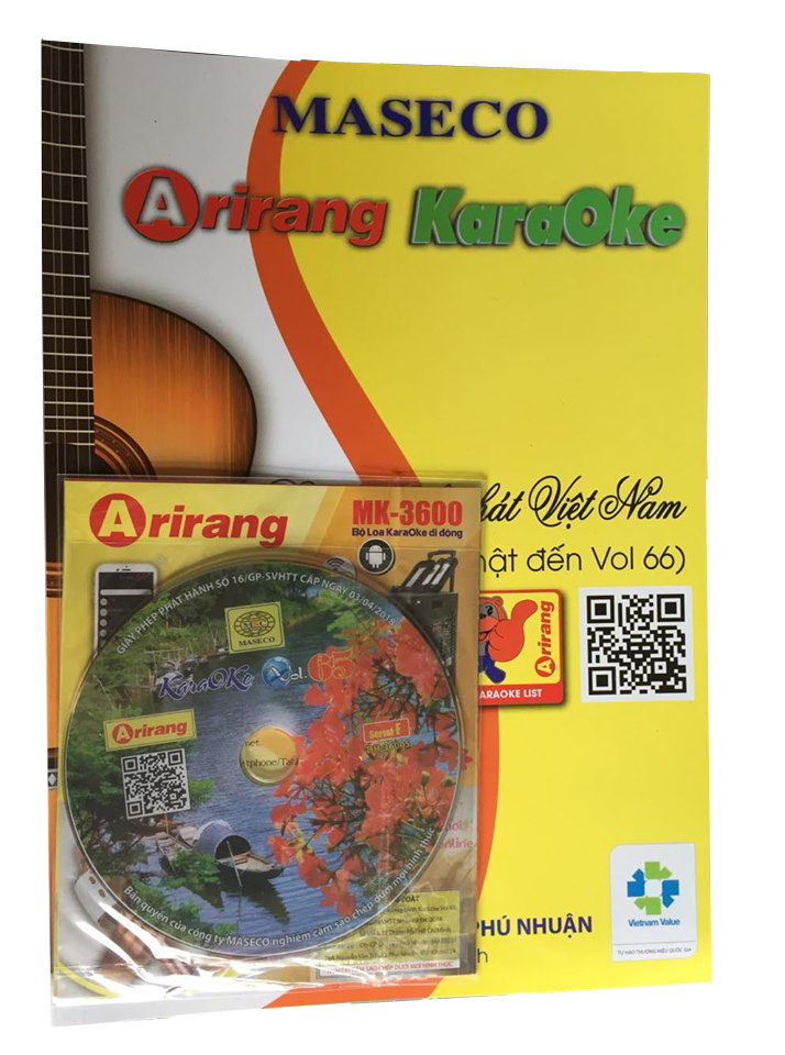 Đĩa Karaoke Arirang Vol 65 SERIAL F + Sách list nhạc